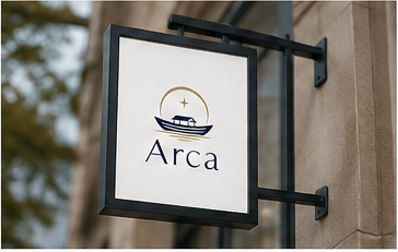 Arcaロゴのサイン・店舗使用例